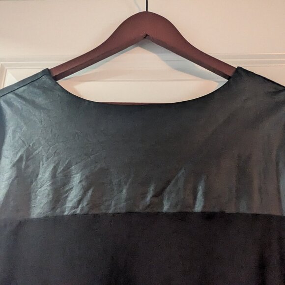 Universal Standard Carver Long-Sleeve Two Tone Faux Leather Shirt - Black Size S - Picture 4 of 4